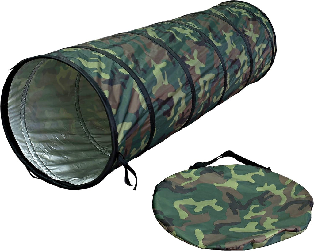 Play Tunnel Camouflage Pop Up Tunnel for Kids Indoor/Outdoor Fun - 19dia × 60L inch