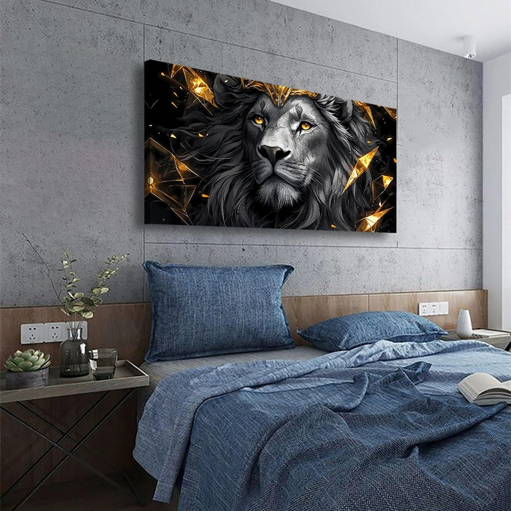 Black Lion Pictures Canvas Wall Art Office Bedroom Wall Decor, Beast of Prey Wall Art Print Modern Noble Black Lion