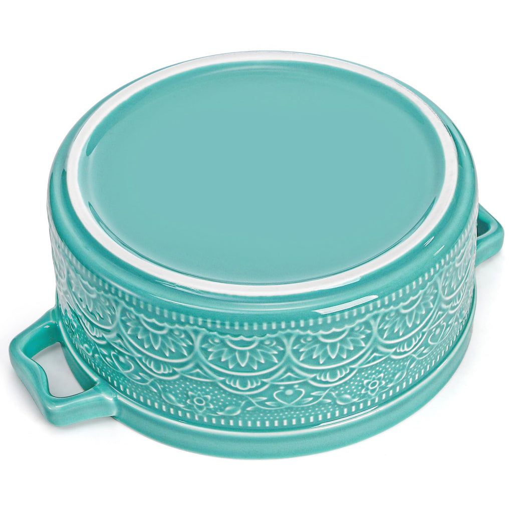 2 Quart Round Ceramic Casserole Dish with Lid, 7.5 Inch Covered Casserole for Oven, Glazed Ceramic Baking Dish