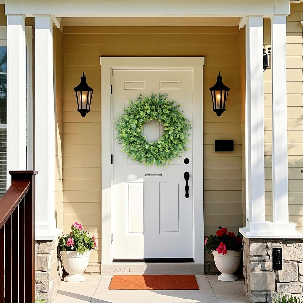 26" Large Artificial Eucalyptus Wreath, for Front Door Decor(Green)