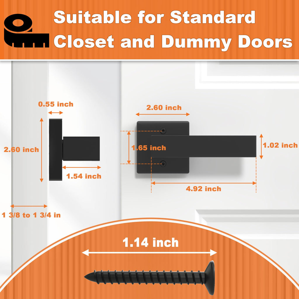 Dummy Door Handles Interior Closet Black Pack of 10 Without Latch