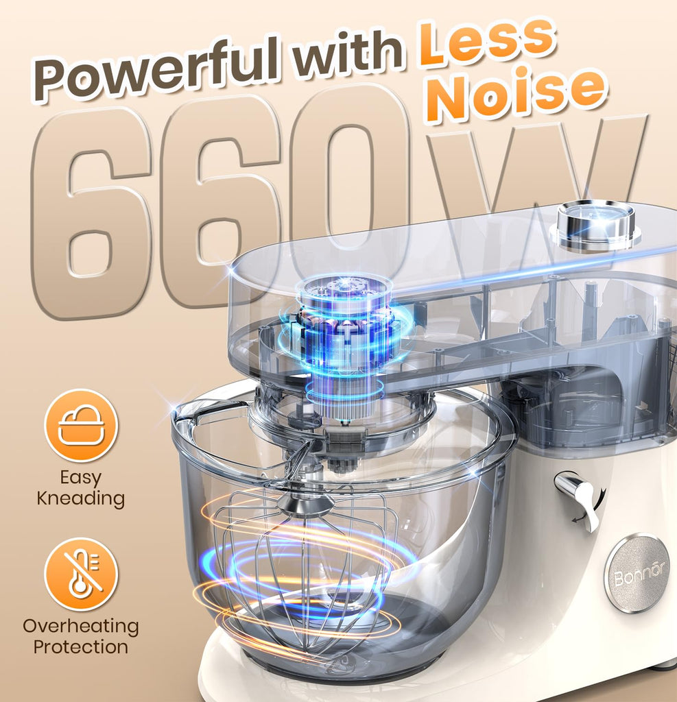 Stand Mixer 6QT Kitchen Mixer with LED Smart Touchscreen, 11-Speed Tilt-Head Mixer with Timer, 4 Preset Menus