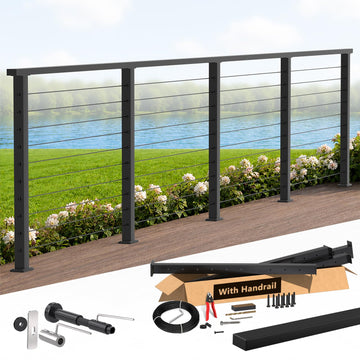 12-16ft Modular 36" Swageless Cable Railing System with Handrail