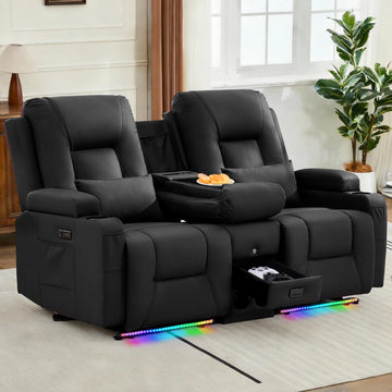 Power Loveseat Recliner Sofa with Console, Wall Hugger RV Reclining Couch
