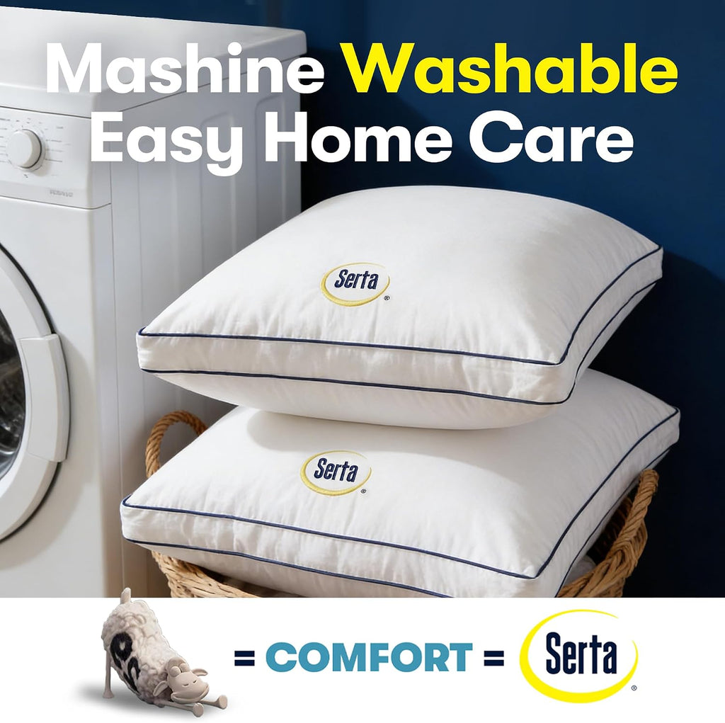 Hotel Collection Bed Pillows Queen/Standard Size Set of 2, 18"x26" | 400 Thread Count 100% Cotton Cover, Medium Soft