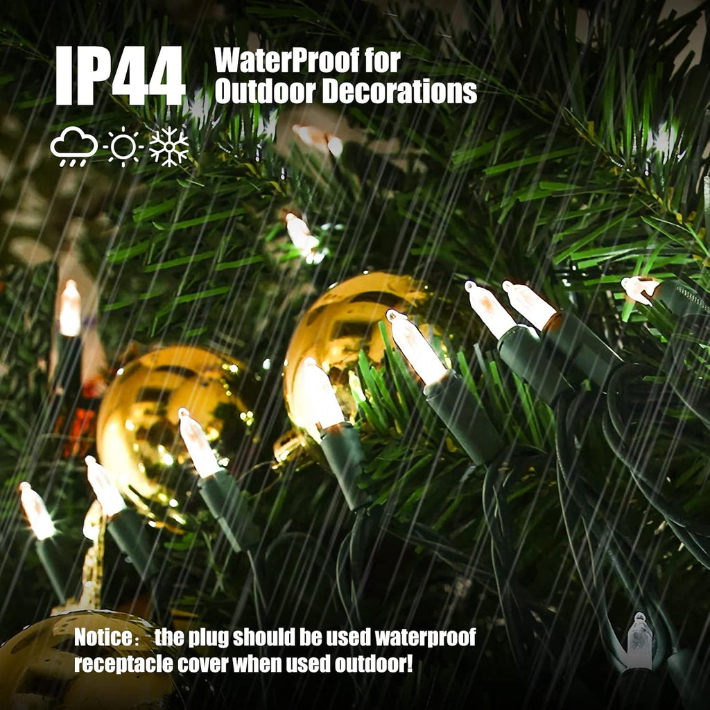 Lights Clear White 2 Pack Total 200 Count Incandescent Lights UL Certified Connectable Christmas Tree Lights