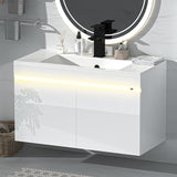 AHB 30 inch Bathroom Vanity W/Sink Combo, High Gloss Bathroom Cabinet