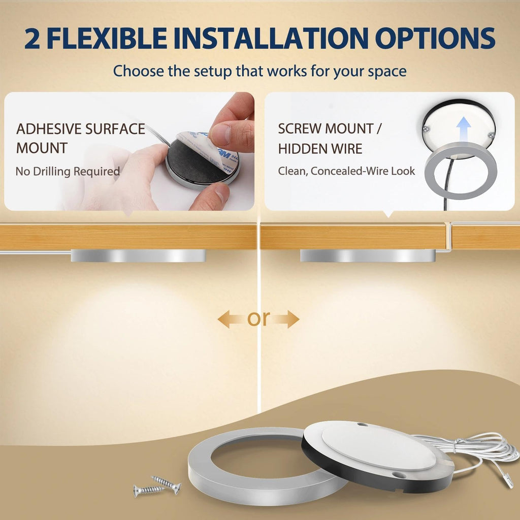 Wired LED Puck Lights, 8 Pack, Plug-in Under Cabinet Lighting
