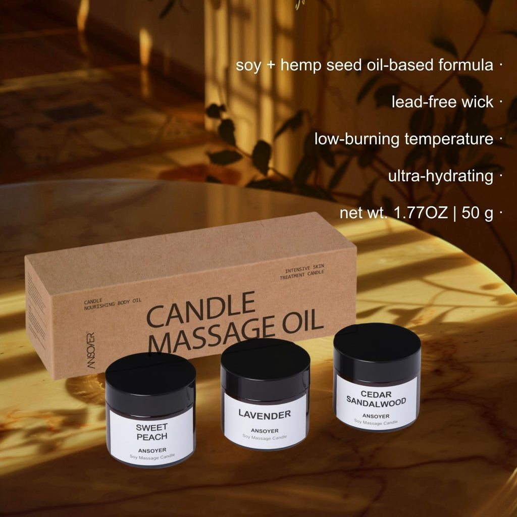Massage Candle, 1.77OZ, 3 Count, Cedar + Lavender + Peach
