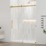 56-60.in W x 72.in H Frameless Shower Door, Water Repellent Gold Shower Door with SGCC Clear Tempered Glass