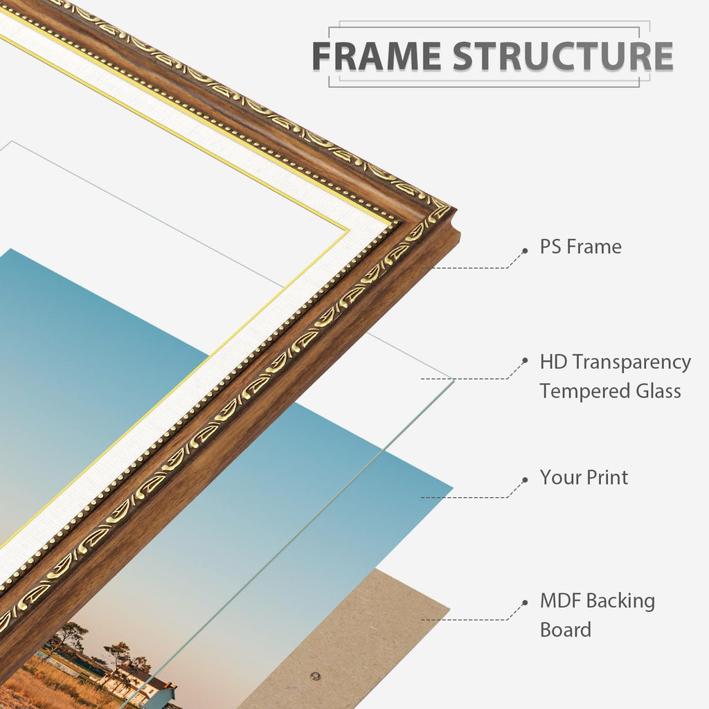 16x20 Frame, Vintage 16 x 20 Picture Frame, Classic Ornate Embossed Decorative Poster Frame for Art Prints, Posters