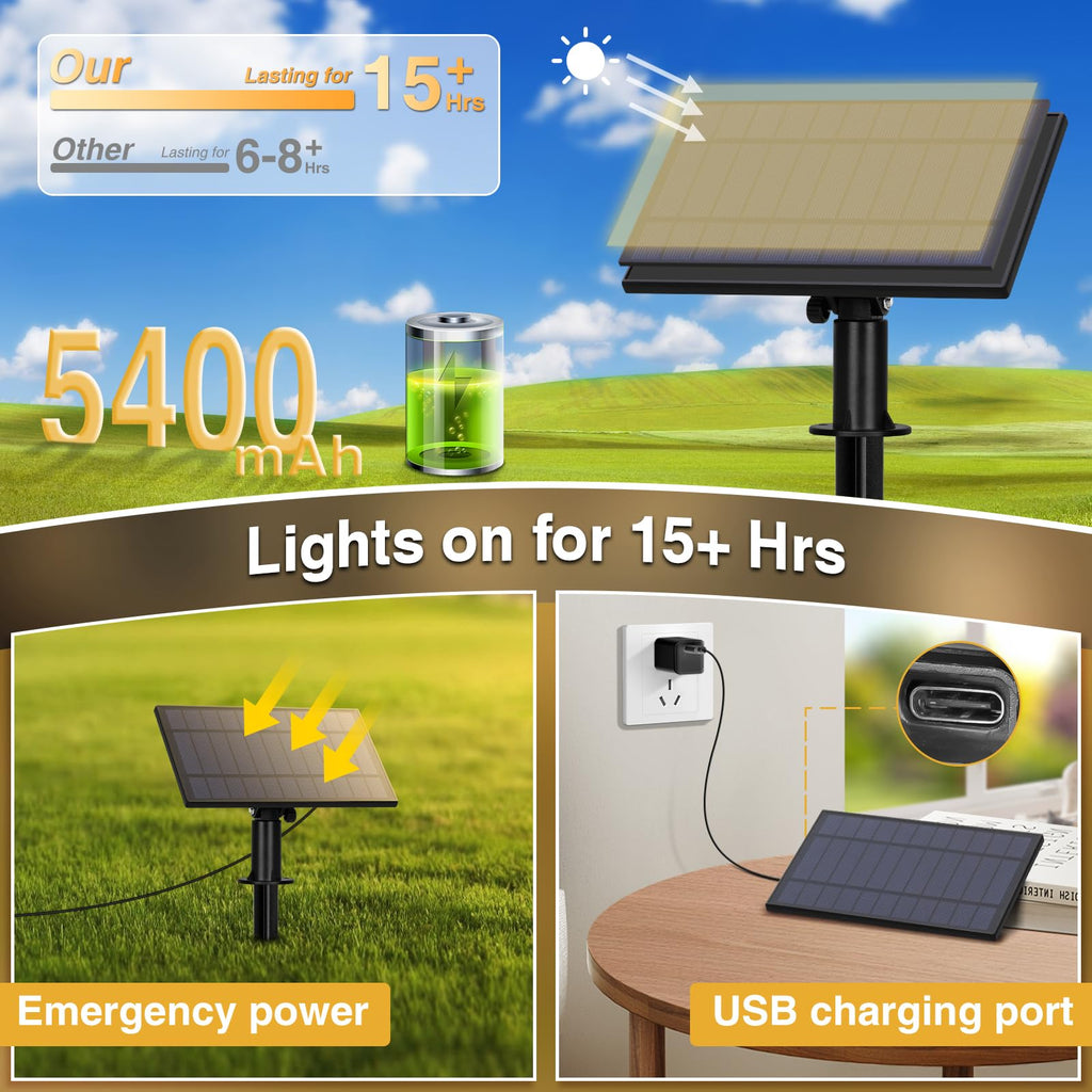 Solar String Lights Outdoor Waterproof Edison String Lights
