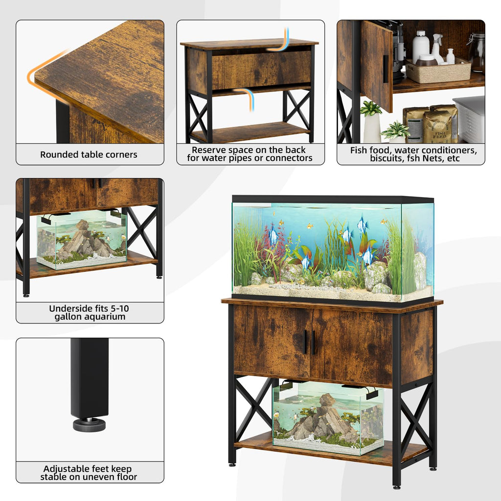 40-50 Gal Aquarium Stand with Cabinet Storage, Vintage