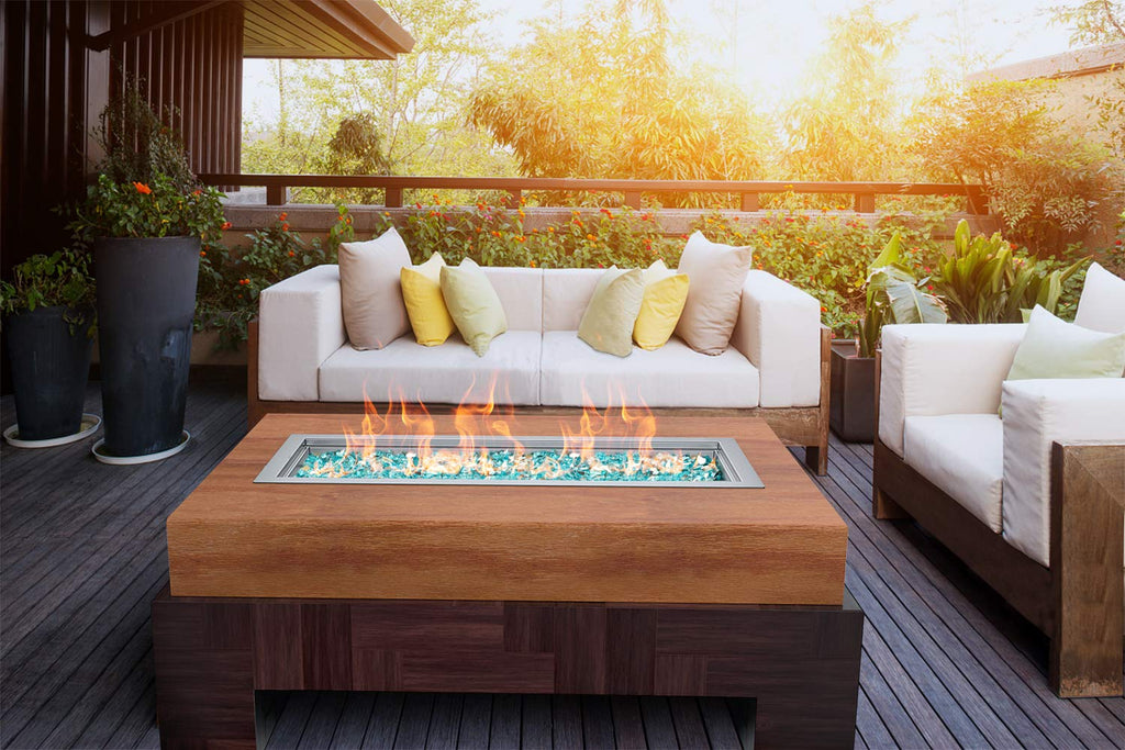 Rectangular Stainless Steel Fire Pit Pan & Burner, 30x10