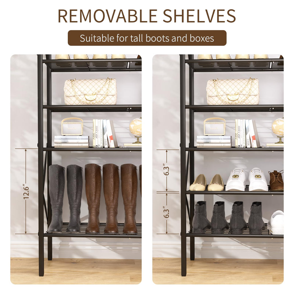 10-Tier Tall Shoe Rack, Large Capacity Shoe Shelf Holds40-45 Pairs, Shoe Shelf, Rustic Brown