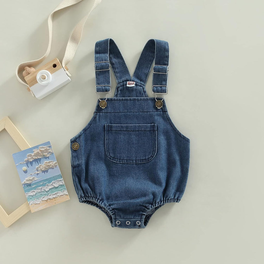 Infant Baby Boy Girl Denim Romper Sleeveless Jeans Overalls