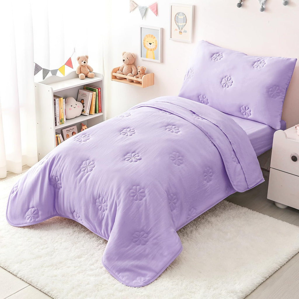 Toddler Bedding Set for Girls Boys Kids Comforter Set Light Purple
