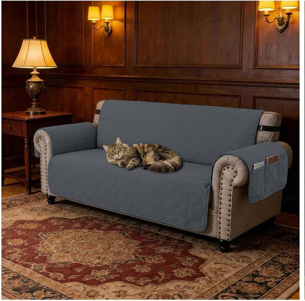 100% Waterproof Couch Sofa Cover, Pet‐Friendly Anti‐Scratch Furniture Protector for Dogs Cats, Non‐Slip