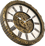 15 Inch Wall Clock with Real Moving Gears, Industrial Steampunk Vintage Wall Decor, Antique Metal Big Numeral Wall Clocks for Office...