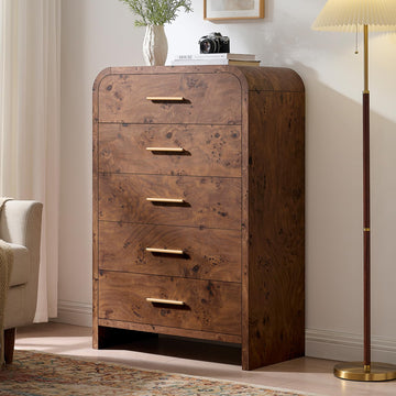 Curved Drawer Dresser with 5 Drawers, 31'' Wide Chest of Drawer