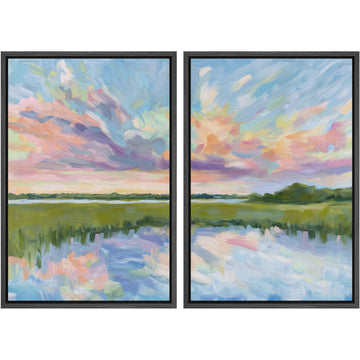 Framed Wall Art Print Colorful Impressionist Sky Reflection Landscape Illustrations Modern Art Decorative Bohemian