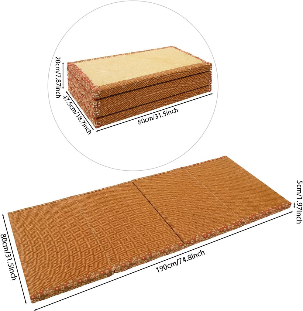 Japanese Tatami Mat, 2 Inches Thick Foldable Floor Mattress