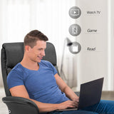 Modern Reclining Swivel Lounge Chair and Ottoman — Grey Faux Leather