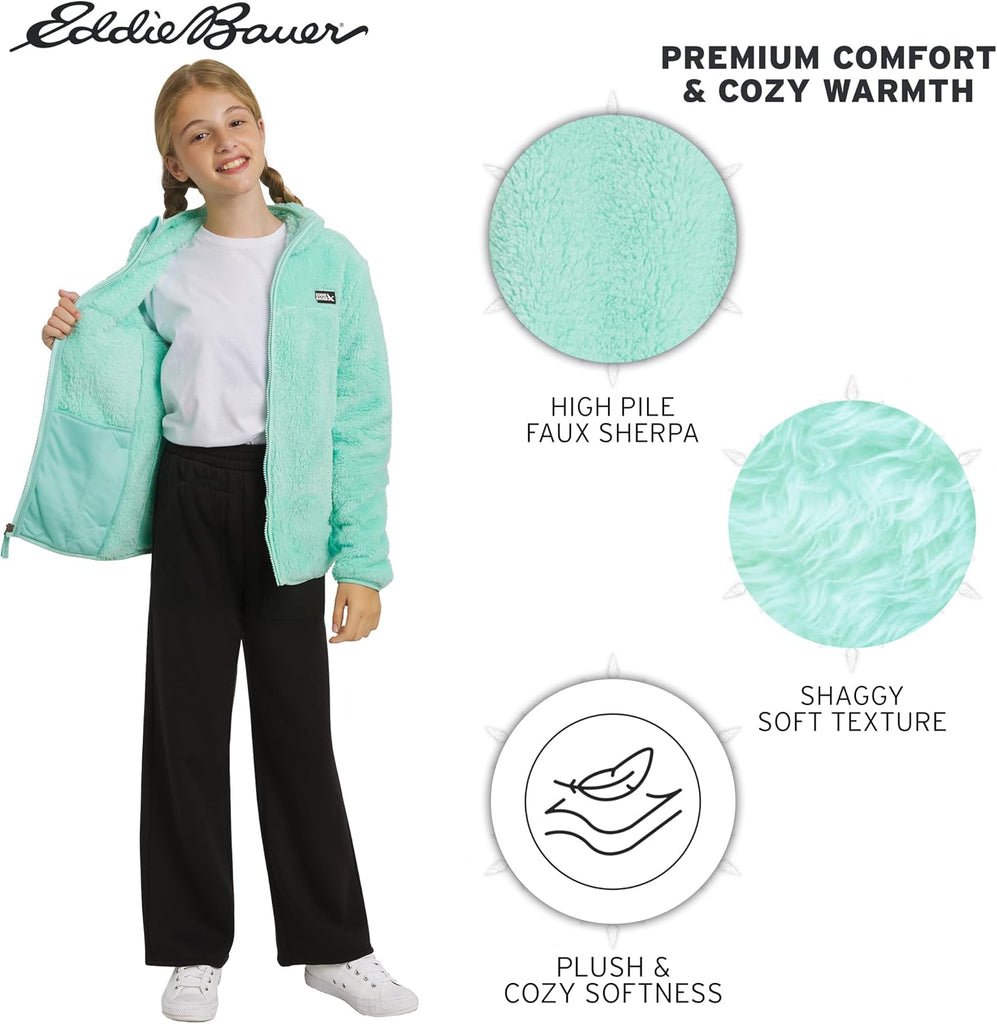 Girls' Quest Plush High Pile Faux Sherpa Hooded Jacket