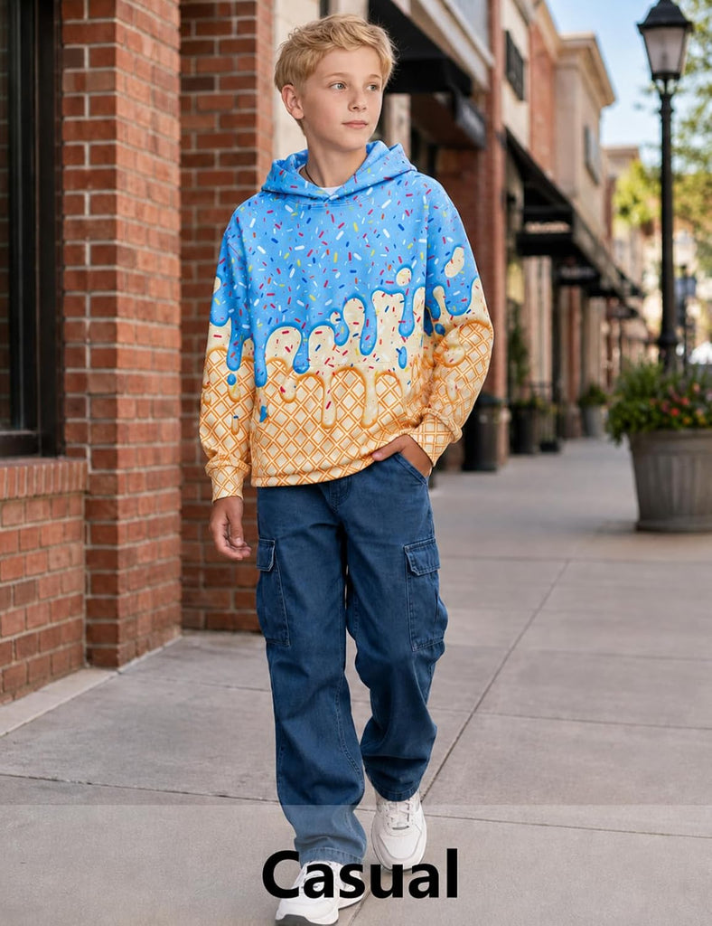 Boys Hoodies Ice Cream Baseball Pullover Sweatshirts