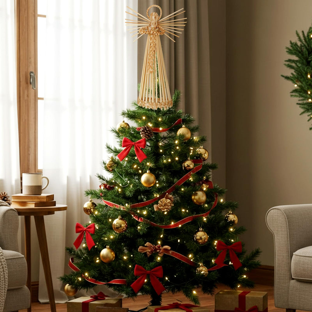 Christmas Straw Angel Tree Topper Scandinavian Christmas Decor