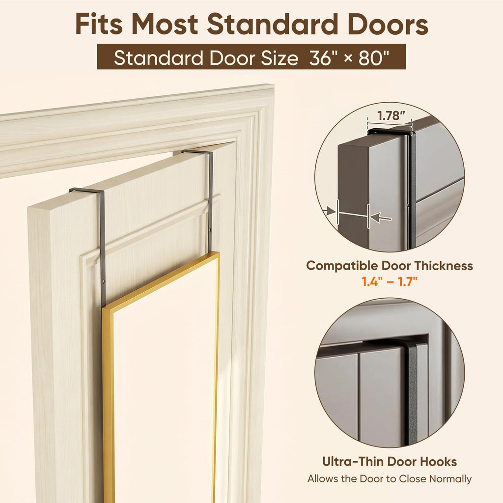 58"×20" Over the Door Full Length Mirror, Gold