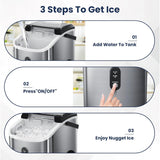 Nugget Ice Makers Countertop with Auto-Cleaning, 35lbs/Day, Portable Sonic Ice Machine with Handle, Basket and Scoop