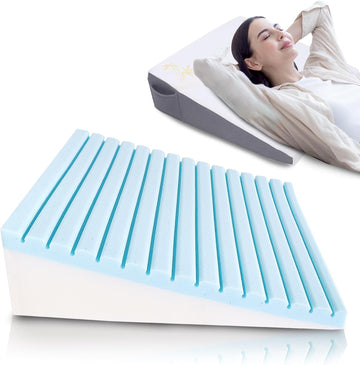 Bed Wedge Pillow for Sleeping, and Resting, Gel Memory Foam Pillow for Back, Knee Pain Relief After Surgery, 7.5 Inch