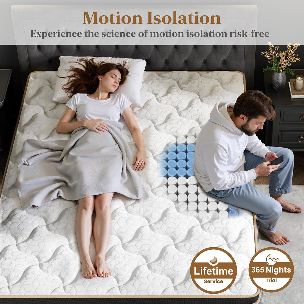 Firm Full Mattress 12 Inch, Cooling Hybrid Mattress in a Box, CertiPUR-US | Zones Individual Pocket Springs, Motion