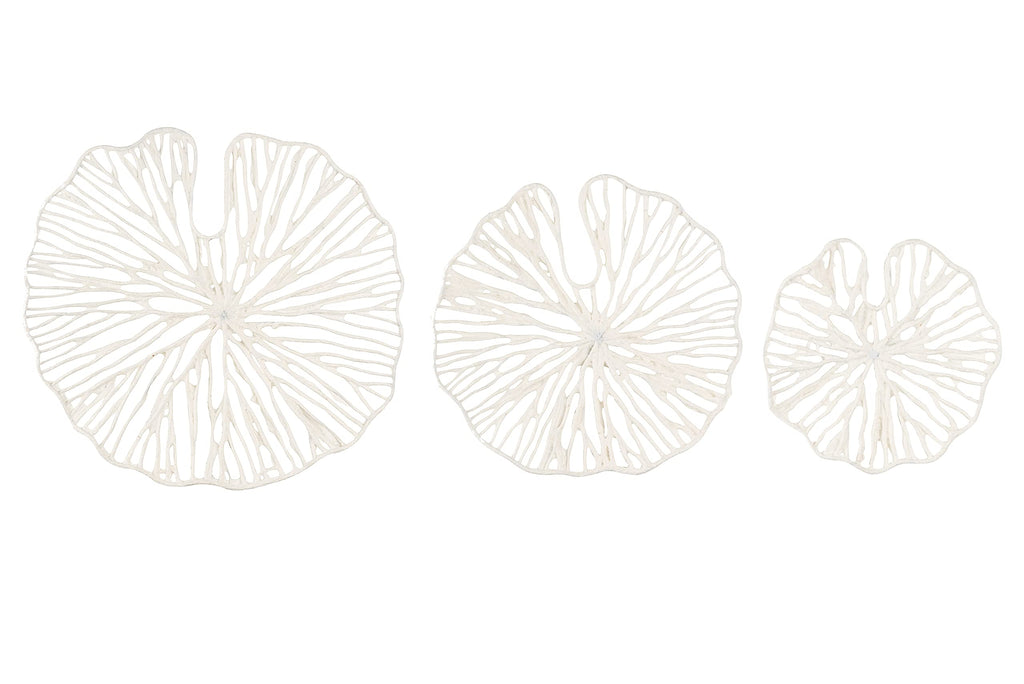 Handmade White Coral Shaped Paper & Metal Wall Decor (Set of 3 Sizes)