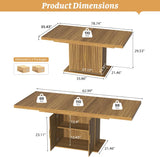 62.99"-78.74" Expandable Dining Table with Storage, Extendable Dining Table for 6-10 People, Extra Hidden Storage for