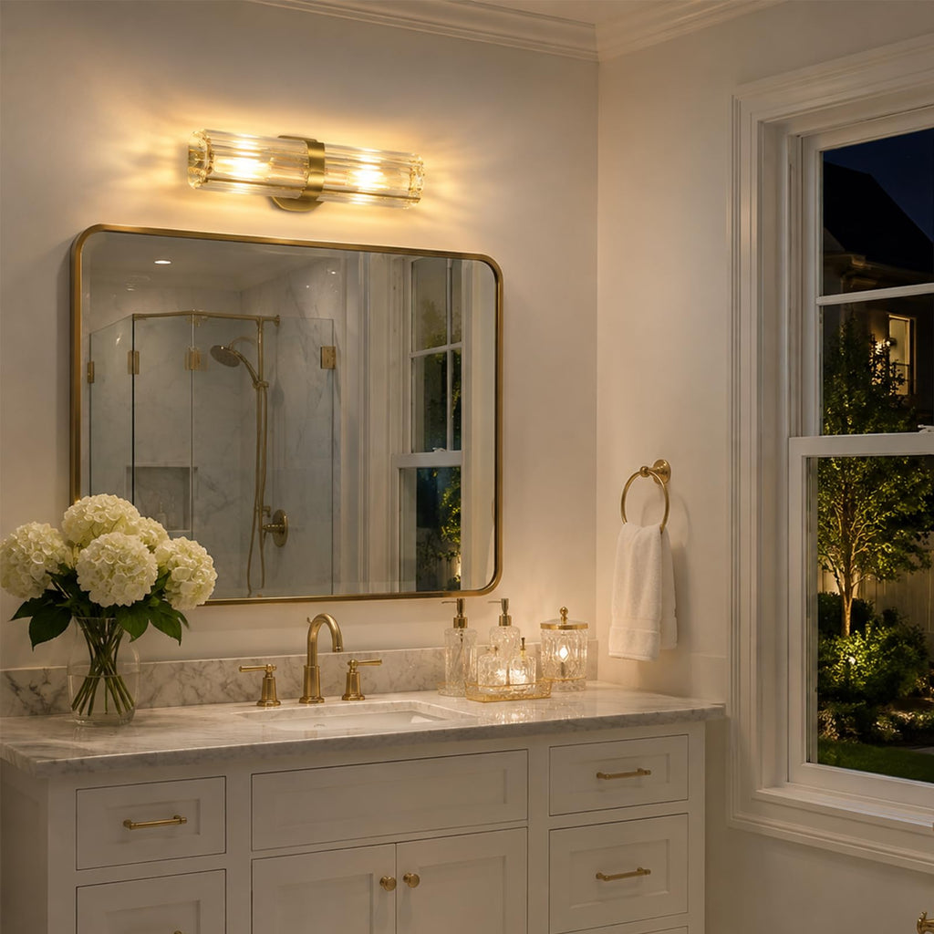 Gold Crystal Wall Sconces 11.8-Inch Modern Luxury Bathroom Sconces Light