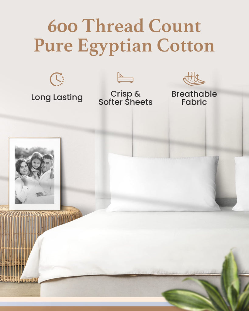 100% Egyptian Cotton RV Short King Sheets 72 x 75, 4 Piece White Sheet Set