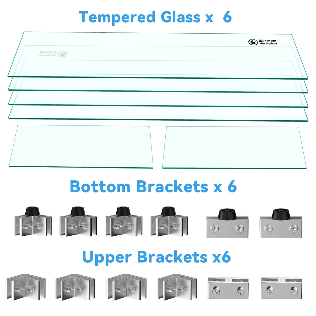 Fire Pit Wind Guard, 53.5" x 19.5" x 6", Clear Tempered Glass