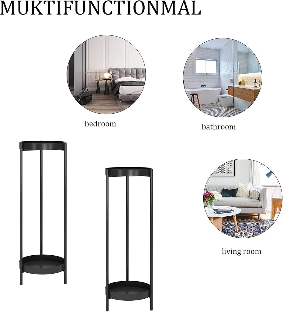 30" Plant Stand, 2 Tier Metal Flower Plants Holder with 2 Removable Display | Easy Install for Indoor or Outdoor,Pot