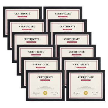 Black 8.5x11 Picture Frame Set of 12, Multi 8.5 x 11 Frames Bulk for Award Certificate Document Diploma, Wall or