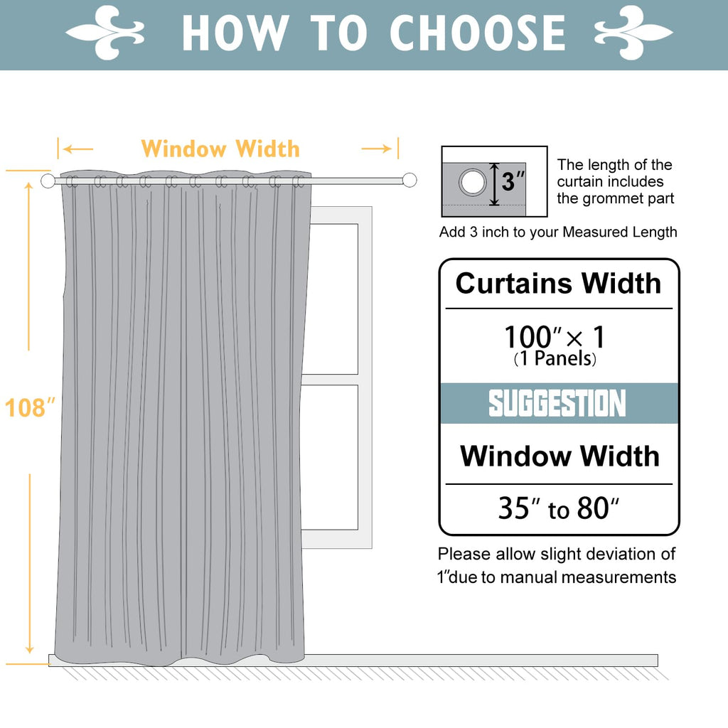 Room Divider Curtains 108 Inch Long Sliding Door Curtain 1 Panel