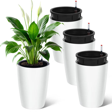 Tall Planters for Outdoor Plants, 16 in Planters Set of 4, White