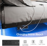 Full Modern Floating Bed Frame with Smart LED Lights, USB Charging Station, Sturdy Metal Platform