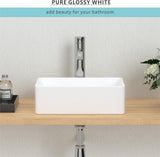 J-FAMILY 14.5'' x 10.6'' Small Vessel Sink Bathroom Above Counter White Porcelain Ceramic Rectangular Sink Bowl Small