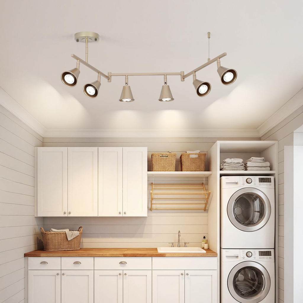 Modern Track Lighting Fixtures Ceiling, Flexible Foldable Arm and Rotatable Light Head, Champagne Gold