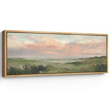 Large Framed Canvas Print Wall Art Pastel Sunset Field Soft Impressionist Landscape Illustrations Modern Art Calm