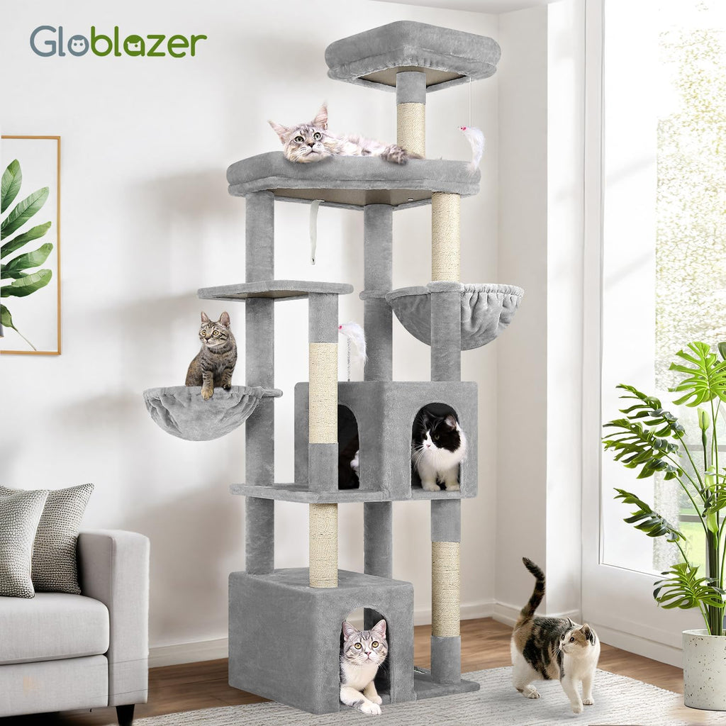 Sturdy Cat Tree for Indoor Cats 20 lbs, Cloud Grey