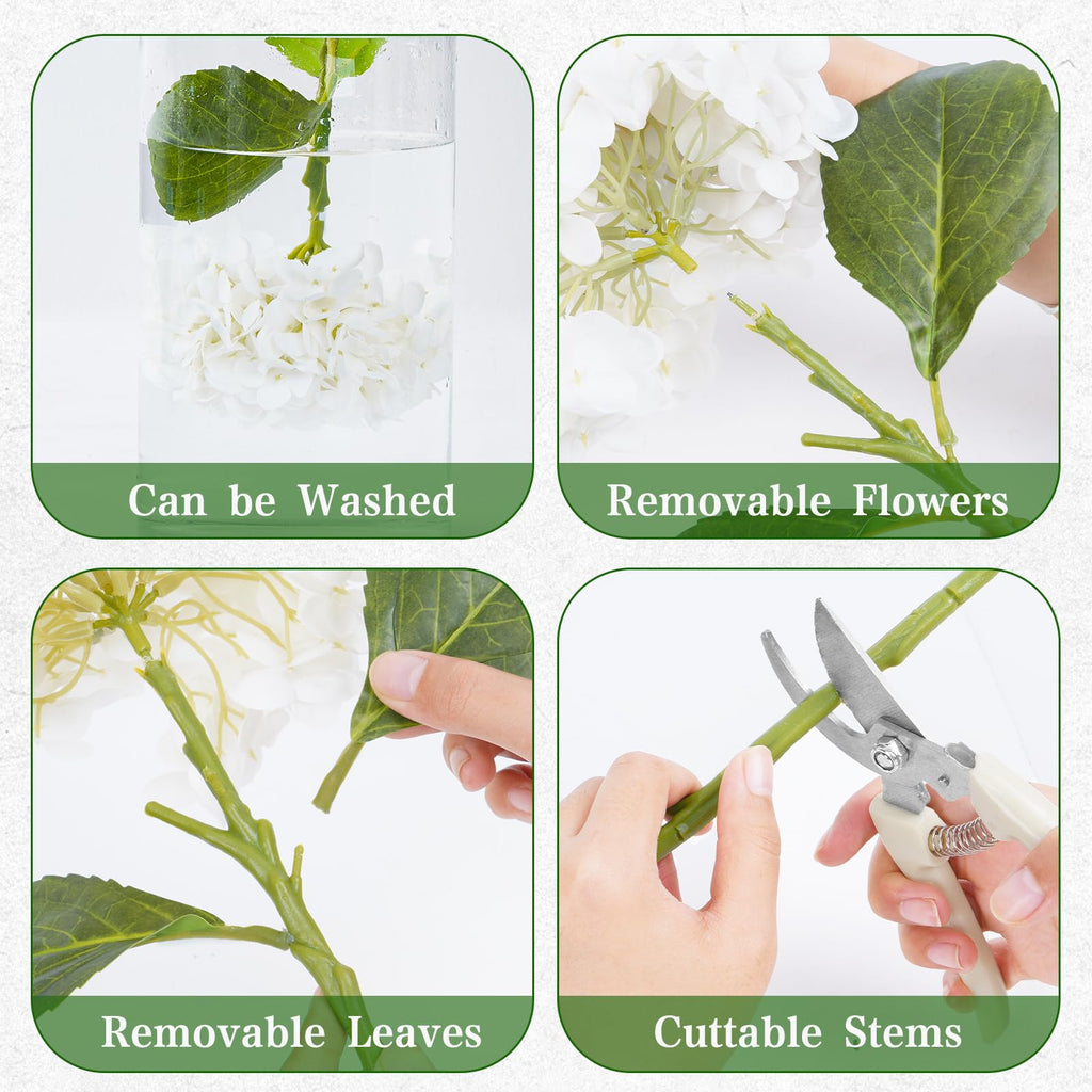 4 Pcs Real Touch Hydrangea Artificial, White