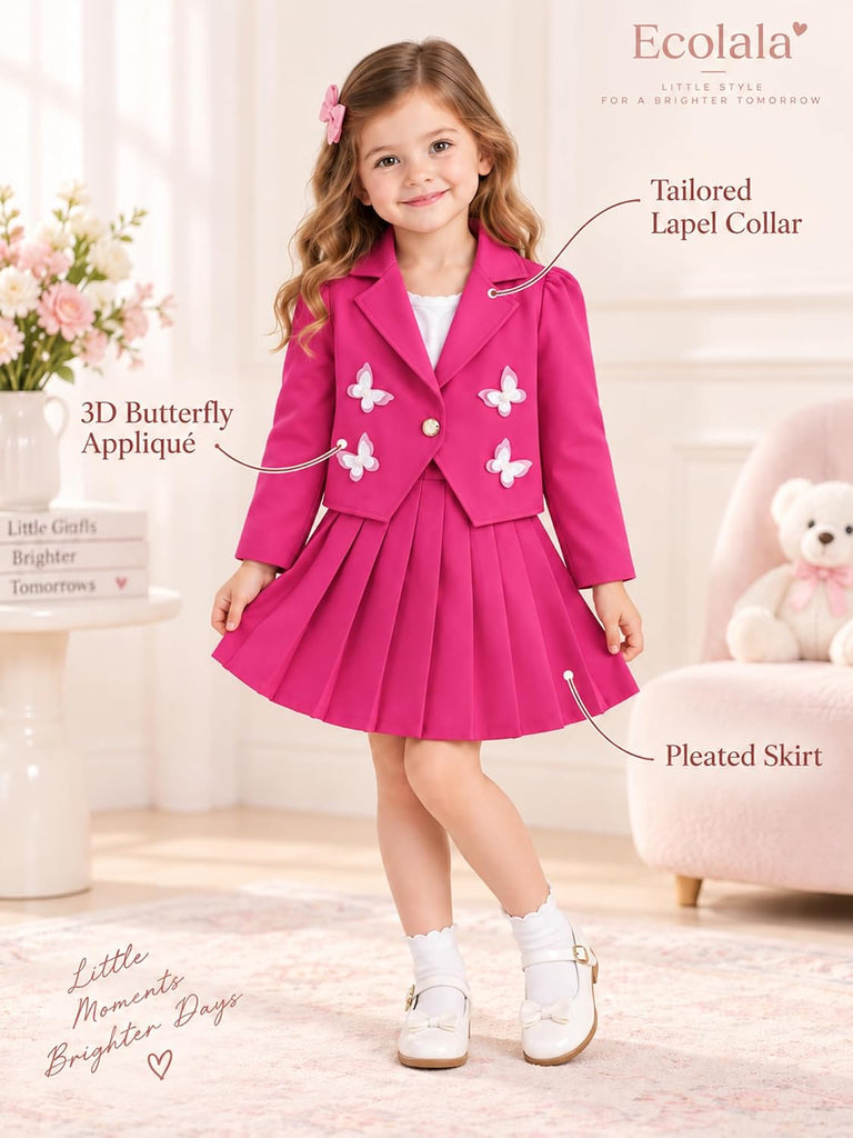Girls 2 Piece Blazer Skirt Set Special Occasion Outfit -7